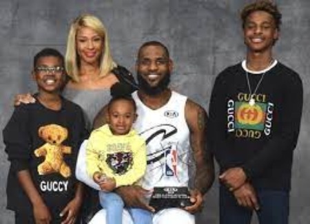 LeBron James with his wife and Children.